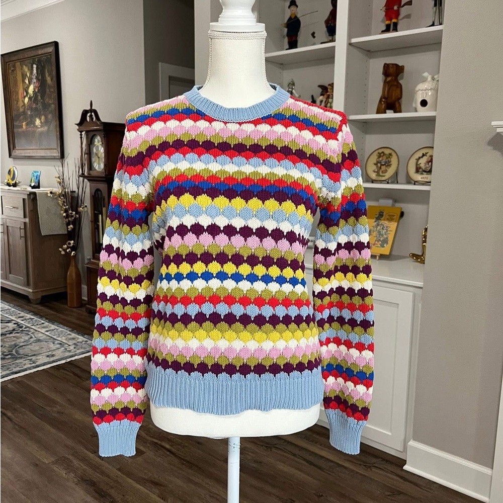 MaxMara Multicolor Striped Sweater with Light Blue Trim